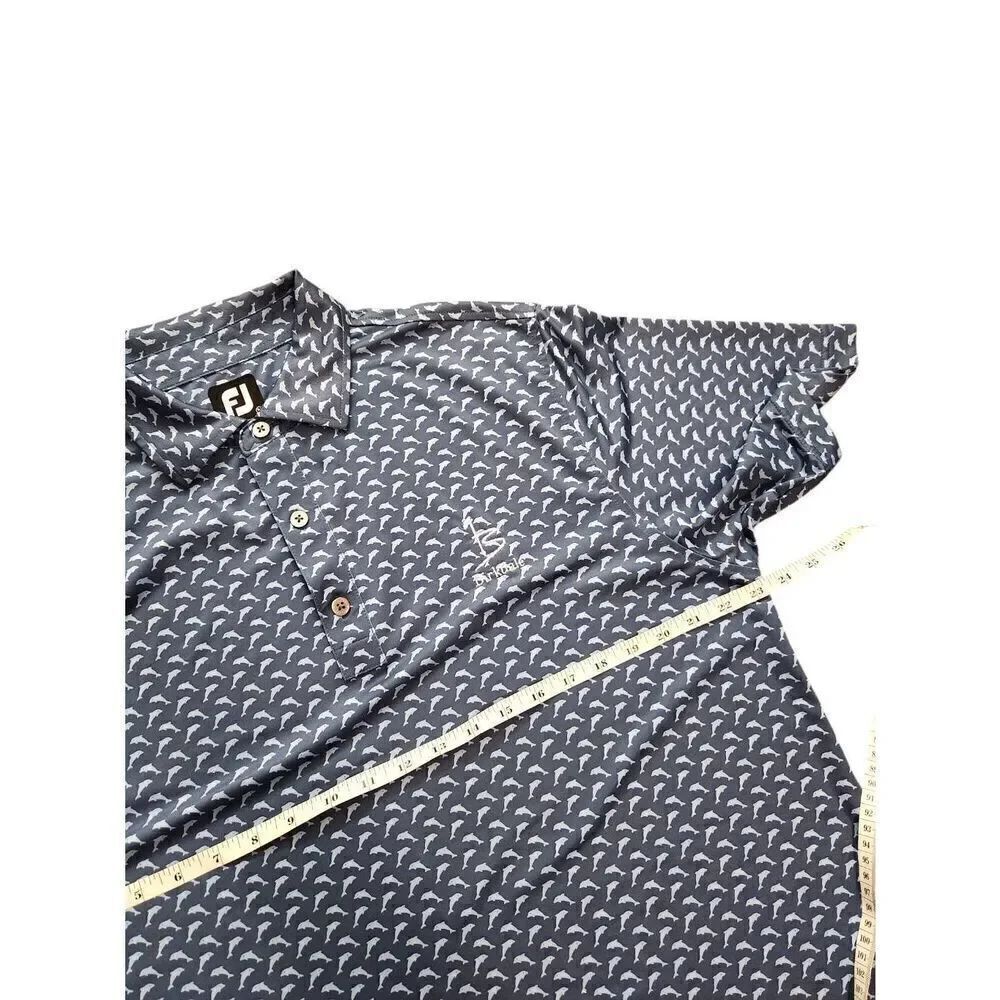 FJ Footjoy mens medium DOLPHIN AOP Birkdale Golf Club blue white performance - Picture 3 of 9